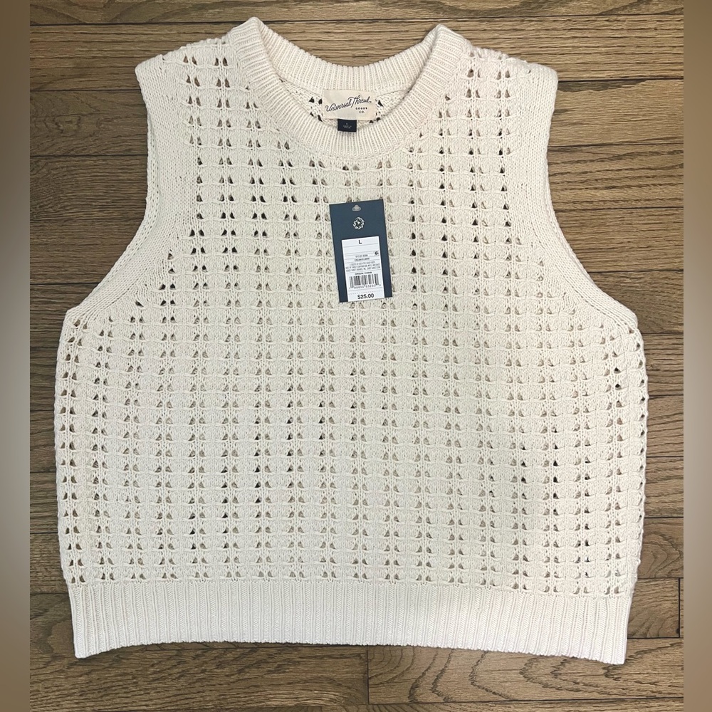 Universal Thread Women's Openwork Sweater Vest - Cream L